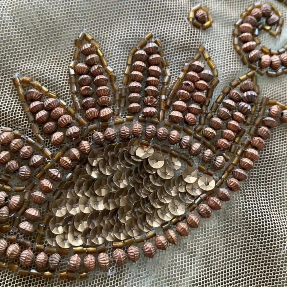 Elegant Brown and Gold  beaded Tablecloth, handmade in India 🇮🇳